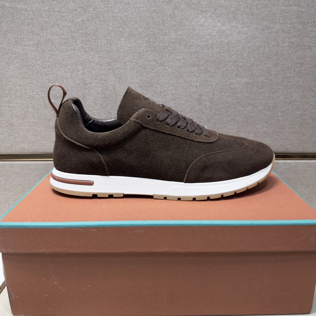 Men's Dark Brown Paneled Sneakers — side