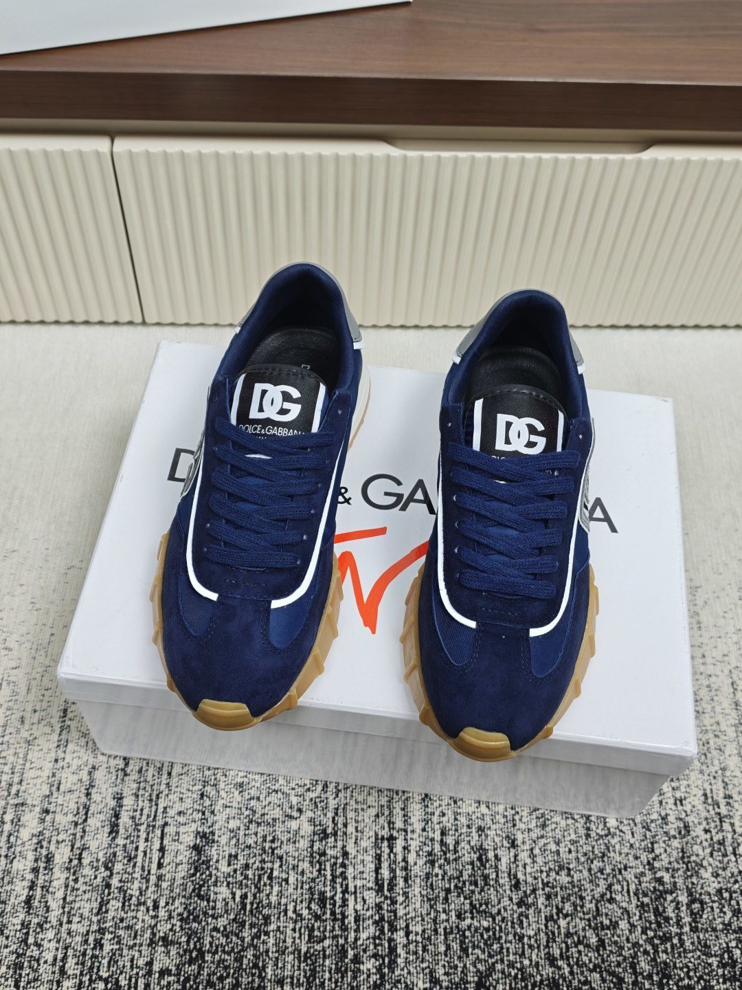 Dolce & Gabbana Navy Lace-Up Sneakers — front