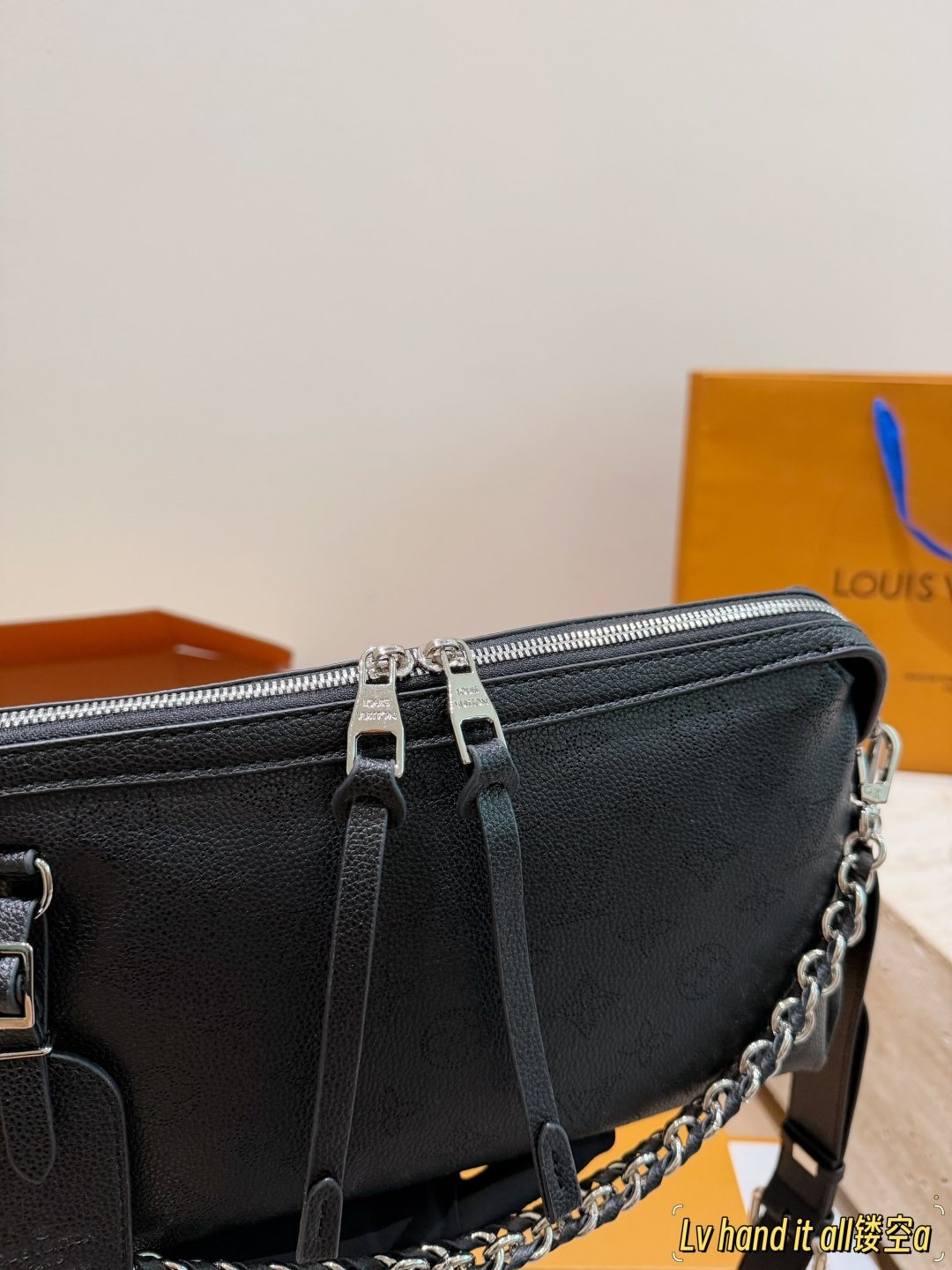Louis Vuitton Mahina Chain-Detail Shoulder Bag — detail