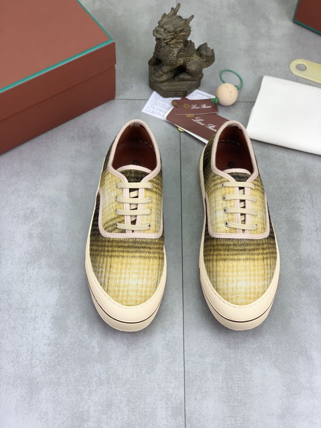 Loro Piana Plaid Lace-Up Casual Shoes — front